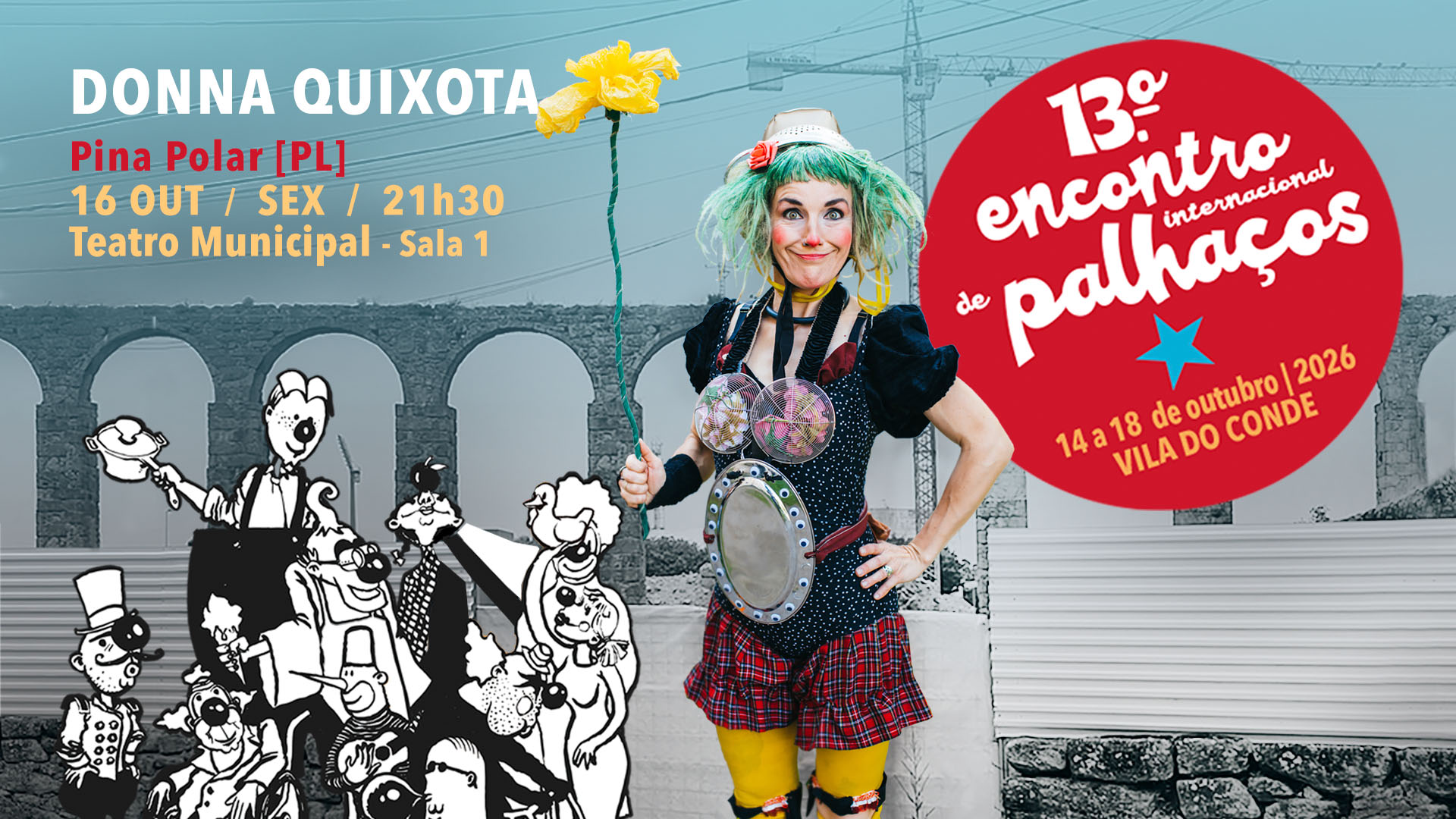 Cartaz de Donna Quixota no XIII Encontro Internacional de Palhaços de Vila do Conde, 2026