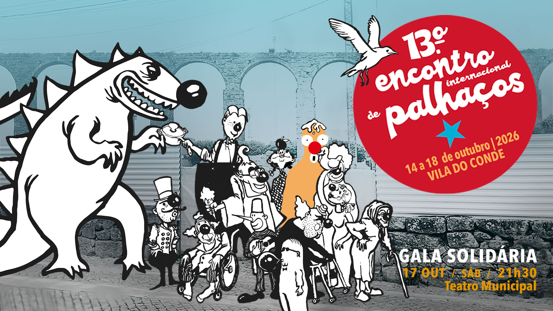 Cartaz de Gala Solidária no XIII Encontro Internacional de Palhaços de Vila do Conde, 2026